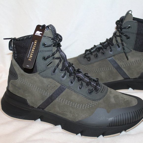 NIB SOREL MEN'S WATERPROOF KINETIC SNEAKER HIKING WINTER BOOTS GREEN GRAY 10.5 - Picture 4 of 8